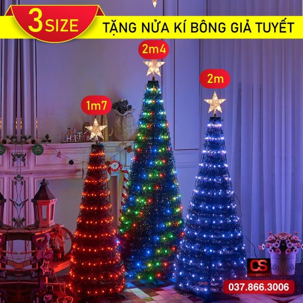 COMBO CÂY THÔNG NOEL GIẢ GỒM LED có nhiều kích thước khác nhau