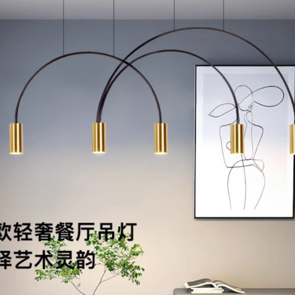 Đèn thả trần hình vòng cung decor không gian phòng khách