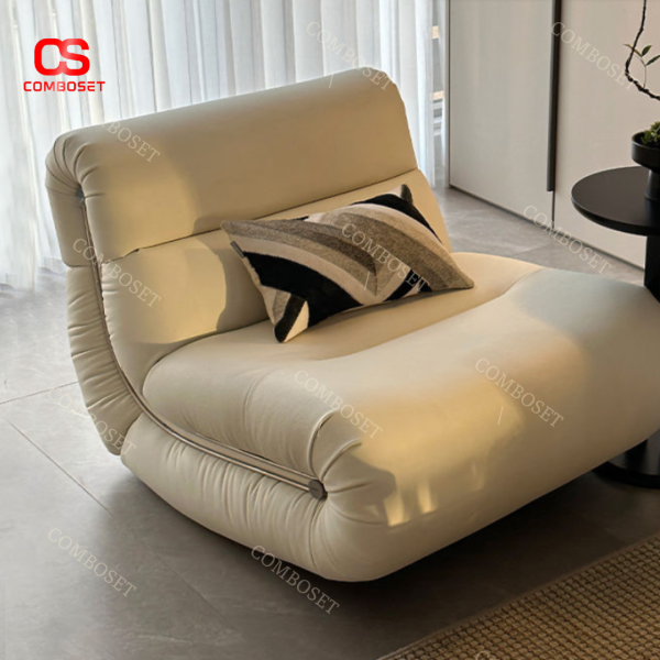 Ghế sofa lười gỗ nguyên khối có 2 màu đen và kem