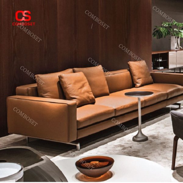 Ghế sofa băng dài 3 chỗ ngồi cao cấp có 3 màu: xám nhạt, da đen, da nâu vàng,