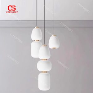 Đèn led thả hình cầu màu trắng được làm từ chất liệu thủy tinh và sắt