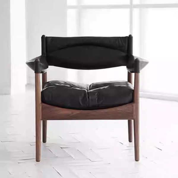 Ghế Gỗ Sofa Da Màu Đen