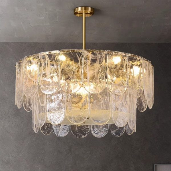 Đèn thả chùm thủy tinh retro Pháp decor không gian phòng khách