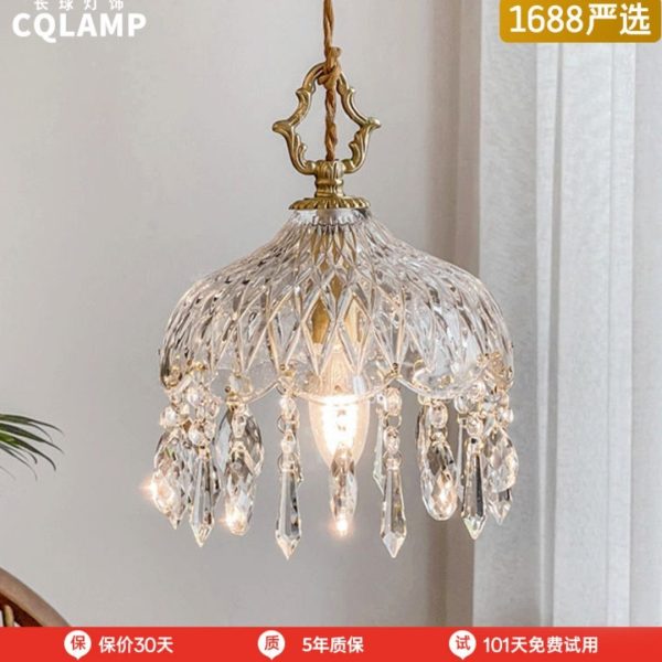 Đèn Thả Hoa Thủy Tinh Sang Trọng, Đèn Thả Đồng Thau Decor Phòng Khách - Hình ảnh 6