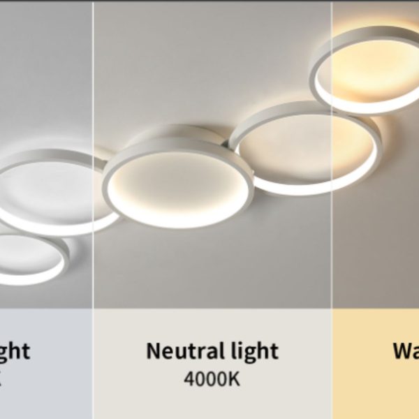 Đèn trần led 5 vòng tròn với 3 chế độ màu sáng chuyển đổi qua lại