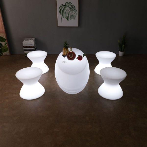 Bàn Cafe Hình Oval Đèn LED Dạ Quang Phát Sáng Chuyển Đổi Màu Linh Hoạt Decor Quán Cafe, Sân Vườn