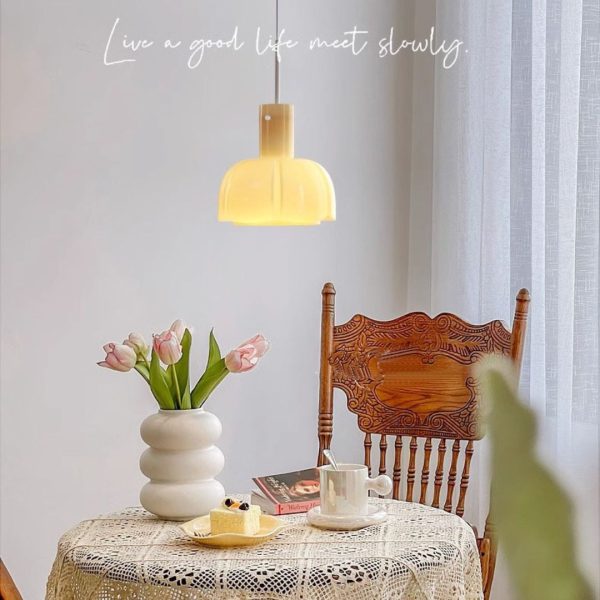 Đèn thả nụ hoa thủy tinh decor không gian phòng ăn