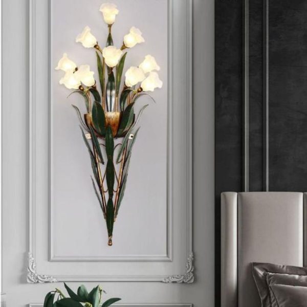 Đèn Tường Bó Hoa Tulip Thuỷ Tinh Nghệ Thuật Điêu Luyện Decor Phòng Khách Sắc Màu