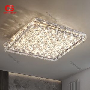 Đèn Trần 2 Lớp Pha Lê K9 Hình Vuông Sang Trọng Decor Phòng Khách Chung Cư, Phòng Ngủ Lãng Mạn